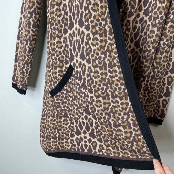 Soft‎ Surroundings Leopard Cardigan Sweater Womens Small Brown Long Sleeve Open - Picture 7 of 11